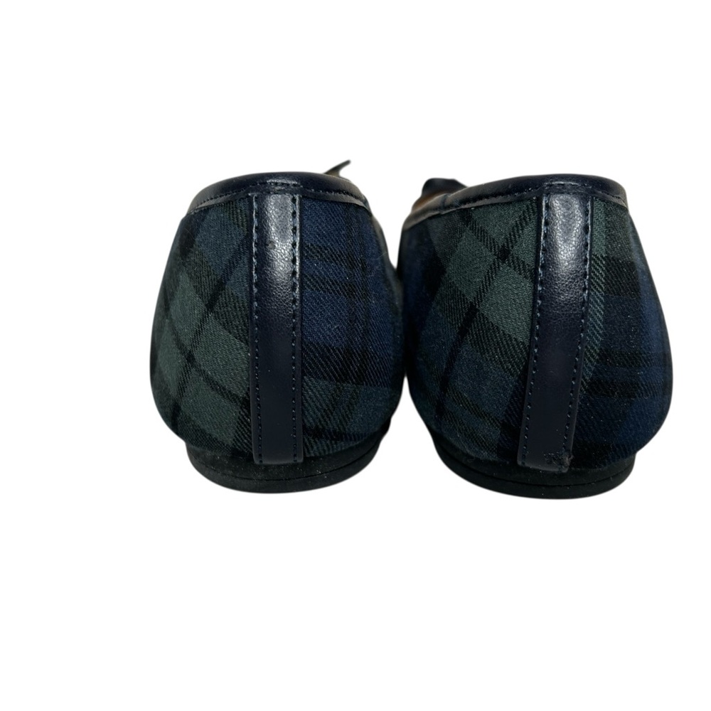 Talbots Women's Penelope Black Watch Navy/Green Plaid Tassel Ballet Flats Sz 7 - Picture 8 of 11